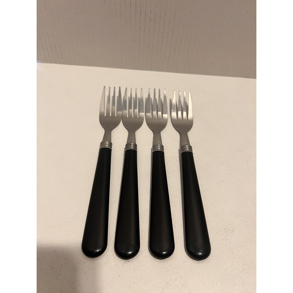 GIBSON Forks Flatware Vintage‎ Utensils 4pc Retro Black Handles